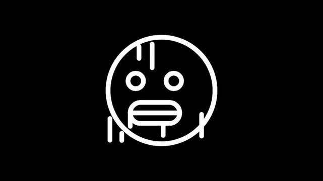 Stylized white outline of a shocked or surprised face on a black background