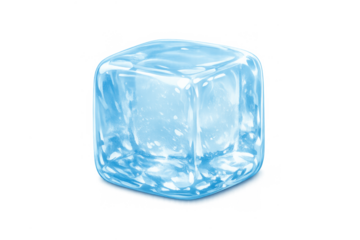 Illuminated ice cube on gradient background for creative design and cool refreshment themes
