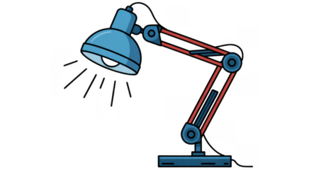 Blue desk lamp lighting office isolated on a transparent background