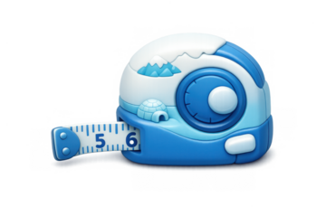 Cartoon measuring tape with snowy landscape design for winter crafts or educational materials