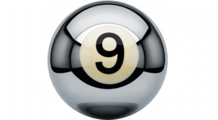 Number 9 bingo ball game chance isolated on a transparent background