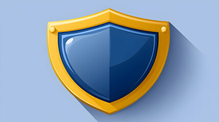Blue And Gold Pixel Shield Icon With Long Shadow