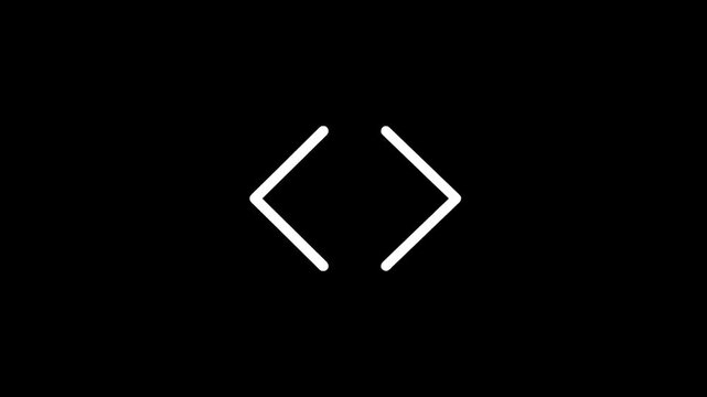 Minimalist white angle brackets symbol on a black background, representing code or data
