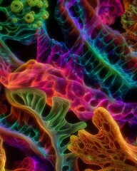 Abstract digital forms created by a neural network showcase innovative patterns and shapes, reflecting the future of art and technology.