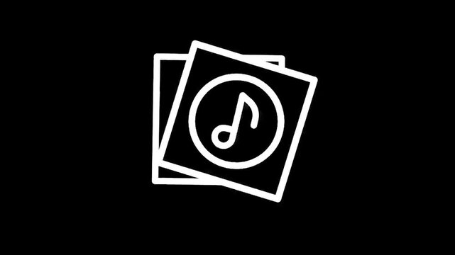 Stack of vinyl records with a musical note symbol on the cover, minimalist design