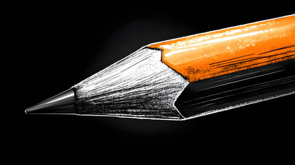 Close-Up of Sharpened Graphite Pencil with Orange Body