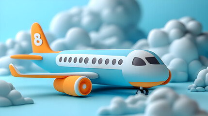 Cartoon Airplane in a Cloud Setting