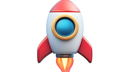 Cartoon Rocket Launching into Space