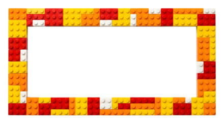 Colorful Construction Blocks Border for Photo Frames or Greeting Cards isolated on transparent background