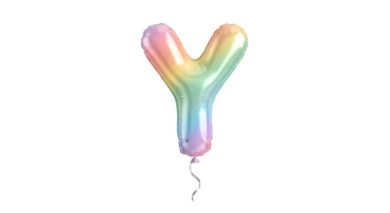Rainbow Letter Y Mylar Balloon Party Decoration isolated on transparent background