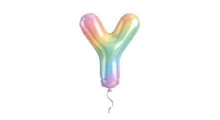 Rainbow Letter Y Mylar Balloon Party Decoration isolated on transparent background