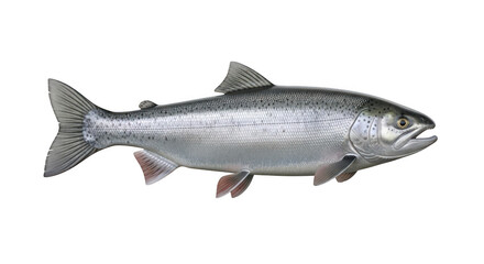 Obraz premium Realistic silver salmon fish swimming isolated on transparent background for design