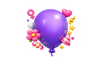 Women's day celebration balloon design with festive elements for card or poster