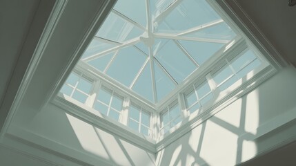 Bright Sunlit Glass Skylight Ceiling in Modern Interior