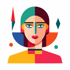 Colorful Geometric Woman Portrait Illustration Art 1.