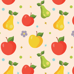 Cute Apple and Pear Seamless Pattern