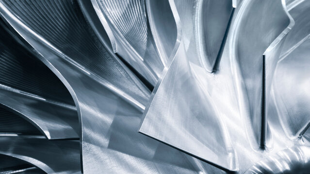 Close-up of titanium turbine blades.