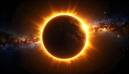 Obraz premium Annular Solar Eclipse Ring of Fire Astronomy Illustration