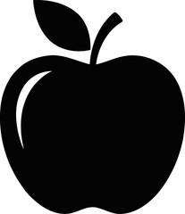 Apple Fruit Icon Black Silhouette Vector Illustration