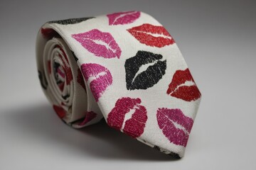valentine kiss print necktie as bold fashion accessory for stylish romantic gift idea perfect present.
