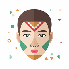 Illustration of a Mans Face with Geometric Shapes.
