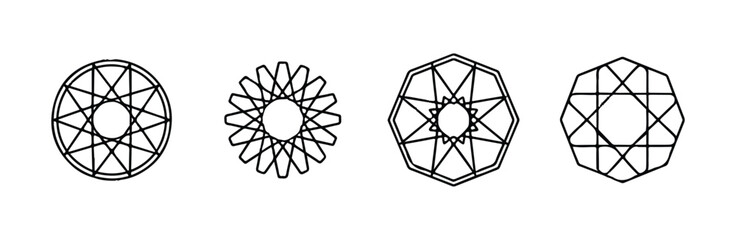 Fototapeta premium Decorative radial pattern with twelve petal shapes and star outline