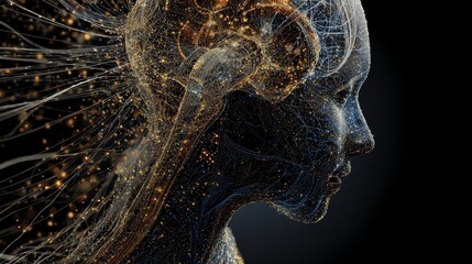 A depiction of a generative AI brain with intricate connections evolving, symbolizing advanced artificial intelligence and neural networks.