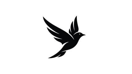 Obraz premium A dynamic black bird in flight captured as a striking silhouette