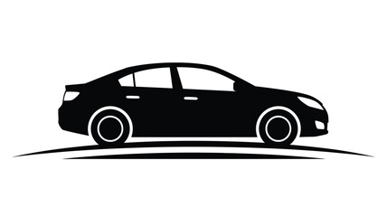 Fototapeta premium Sleek modern car profile illustration in black and white silhouette