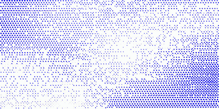 Blue and white digital pattern with small pixels and dots