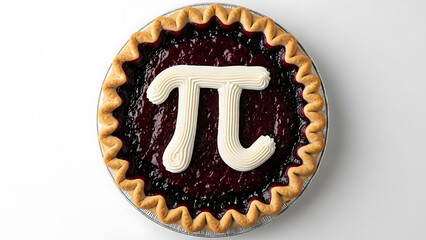 Blueberry pie with white cream pi symbol on top