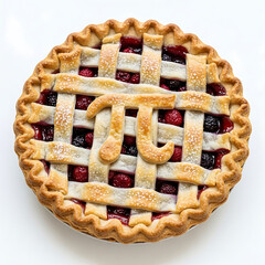 Delicious homemade berry pie with lattice crust on white surface