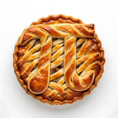 Delicious homemade pie with pi symbol on top made of pastry