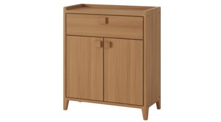 Light Wooden Cabinet with Drawer and Doors isolated on a transparent background