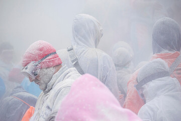 Xinzo de Limia Man Covered in Flour with Red Hat The Concept of Fareleiro Festival