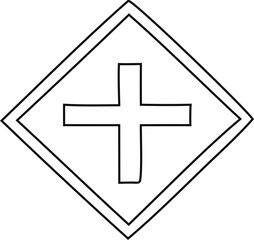 Fototapeta premium Road traffic rule plus sign vector icon collection, minimal flat style, high-quality scalable graphics for driving manuals, websites, and educational content.