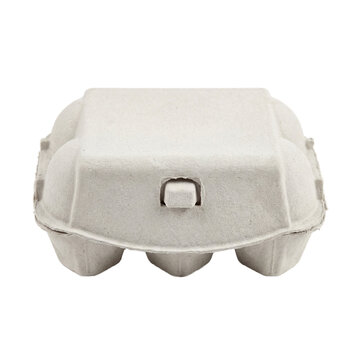High resolution 3D render of a closed six pack egg carton isolated on white background