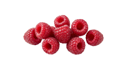 Fresh red raspberry fruit isolated on transparent background. PNG