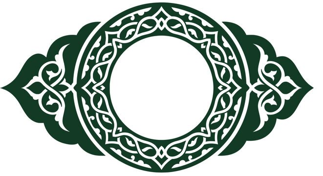 round frame with floral ornamentLuxury Islamic Badge Frame with Arabic Ornamental Shape