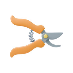 3d Colorful Pruning Shear Tool Agricultural and Garden Concept Cartoon Design Style Isolated on a White Background. Vector illustration