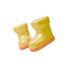 3d Colorful Rubber Boots Agricultural and Garden Concept Cartoon Design Style Isolated on a White Background. Vector illustration