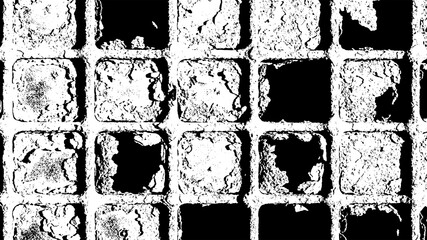 High Contrast Grunge Grid Texture Background with Weathered Square Pattern and Distressed Overlay Effect