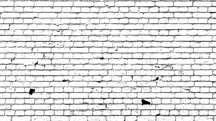High Contrast Black and White Brick Wall Texture Background with Distressed Masonry and Grunge Details © XUB 