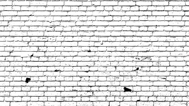 High Contrast Black and White Brick Wall Texture Background with Distressed Masonry and Grunge Details