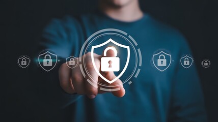 Digital Data Protection Shield Concept Illustrating Cybersecurity and Privacy Solutions for Business