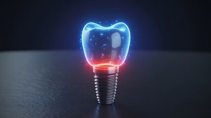 Glowing Dental Implant Concept Highlighting Modern Tooth Restoration and Advanced Medical Technology