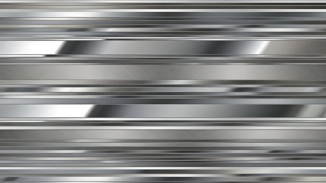 Abstract composition of parallel, reflective, metallic, horizontal lines, creating a blurred effect.