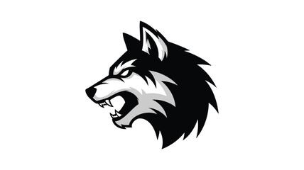 Obraz premium Aggressive husky head design in black and white a striking silhouette