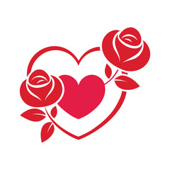 romantic roses heart design clean vector