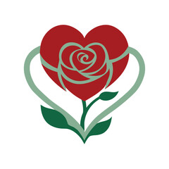 elegant rose heart botanical vector